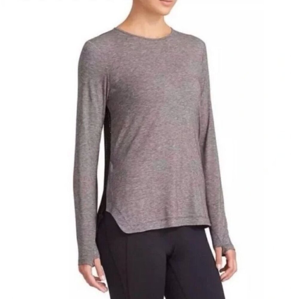 Derek Lam 10C Athleta Grey/Black Mesh Long Sleeve Size S